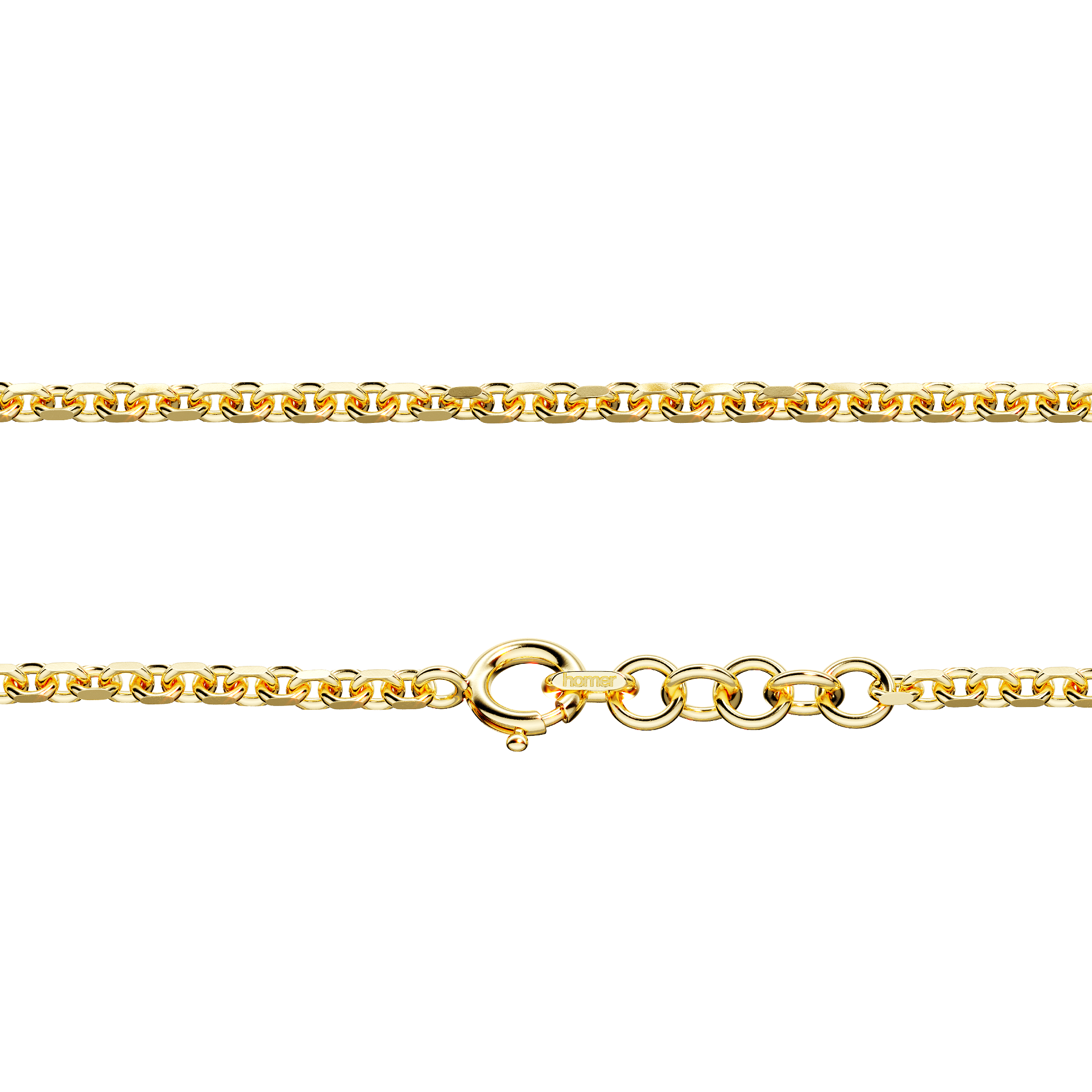 A detail of Diamond Cut Trace Chain S in Gold